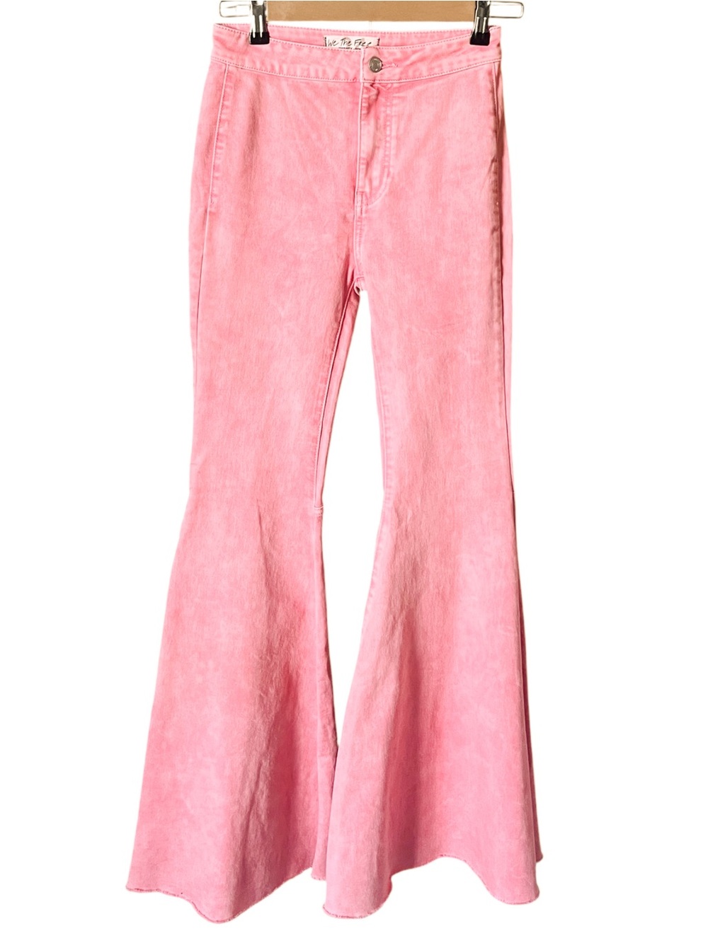 We The Free Just Float Pink High Rise Bell Bottom Flare Jeans Size 24